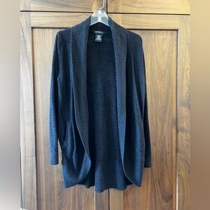 Black Open-Front Shawl Collar Cardigan with Pockets size Small
